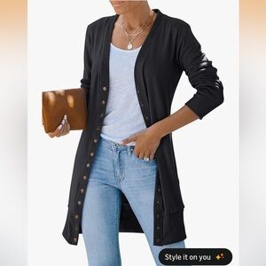 MEROKEETY Long Sleeve Cardigan Sweater Lightweight Snap Button Down Open Front